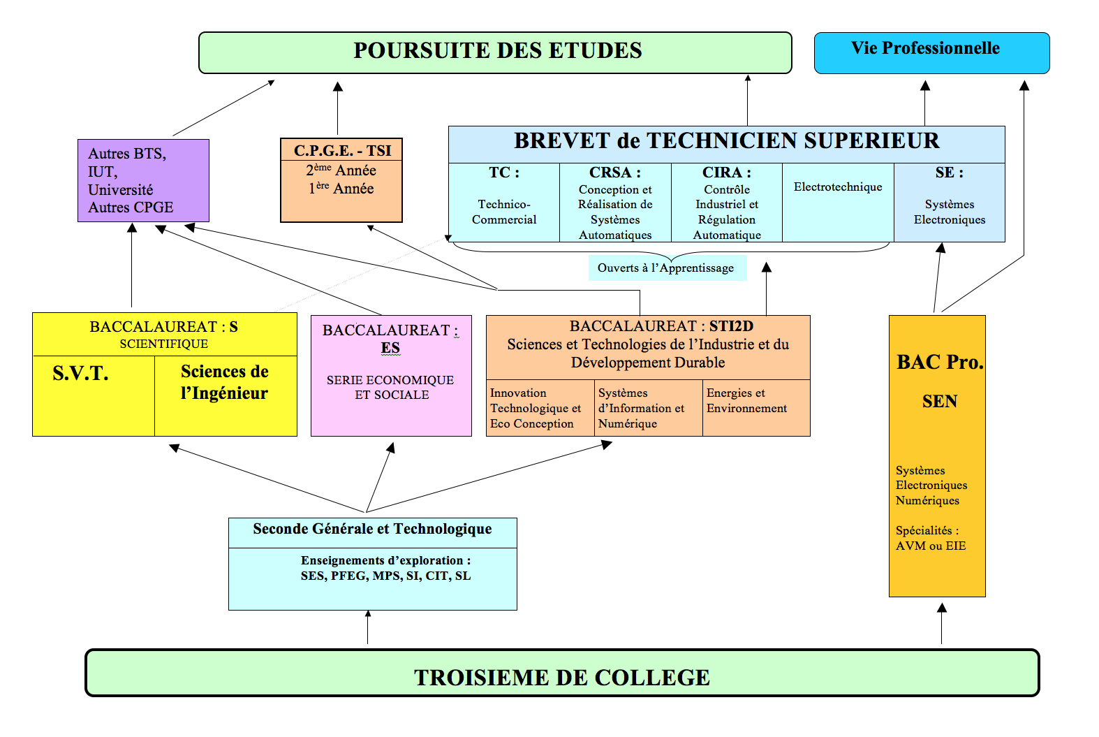 Carte des formations Lycee Saint Cricq