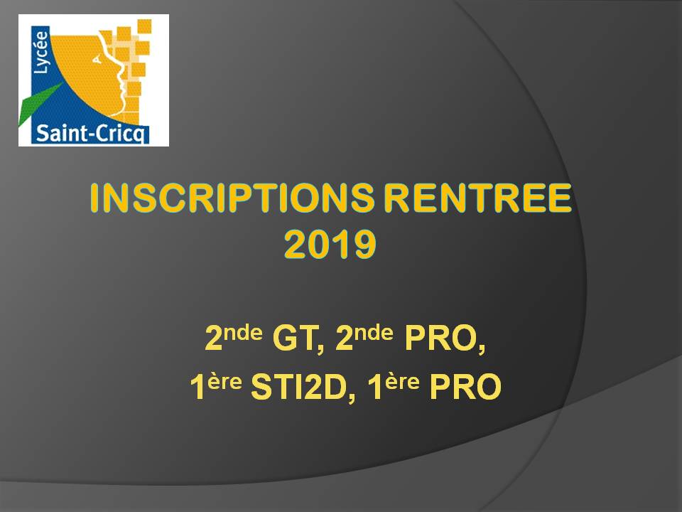 Inscriptions rentrée 2019