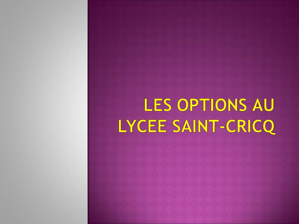 OPTIONS AU LYCEE SAINT-CRICQ