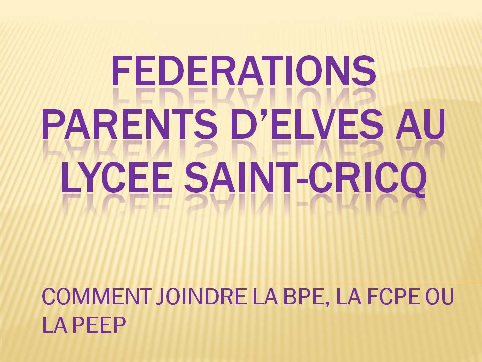 FEDERATIONS DE PARENTS D’ELEVES
